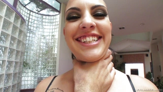 Rachael Madori wears fishnet and panties, teasing us with her hairy pussy