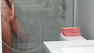 Latina Catalina Ossa has fun in the shower