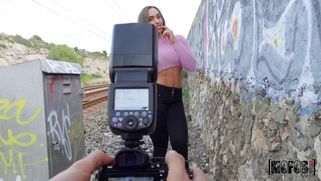 Briana Banderas shows off her ass outdoors