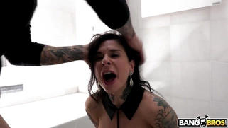 Joanna Angel gets her face fucked by the hard cock
