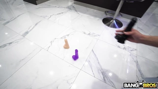 Valentina Jewels is riding many dildos in the kitchen