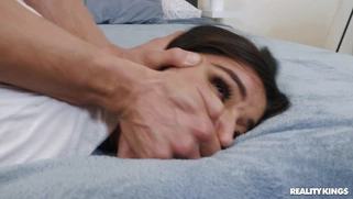 Emily Willis lying on her stomach got her pussy nailed