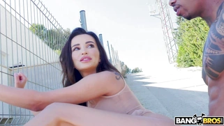 Alyssia Kent gets her pussy pounded by the black guy outdoors