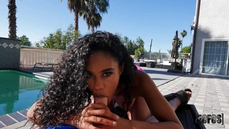 Scarlit S. is sucking the cock by the pool