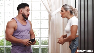 Abella Danger takes the shower and Peter Green jerks on her