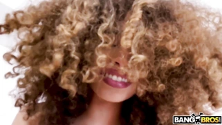 Ebony Cecilia Lion slides her hairy pussy on the white dick in POV