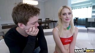 Chloe Couture gets her mouth fucked by two huge cocks