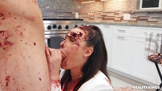 Casey Calvert is sucking the cock in the kitchen