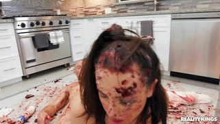 Casey Calvert gets fucked reverse cowgirl style in the kitchen