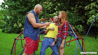 Ava Parker is sucking Jmac's thick dick outdoors