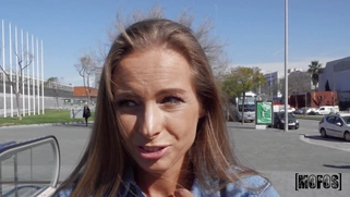 Kinuski is sucking the cock in POV outdoors