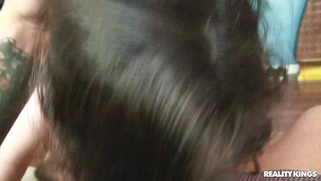 Brunette Nora Doll is sucking the cock in POV