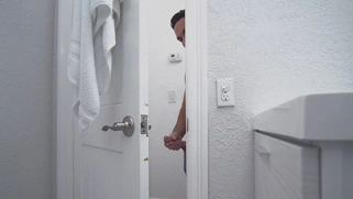 Kira Perez is masturbating in the toiler and Peter is jerking on her