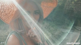 Lola Fae shows off her pussy outdoors