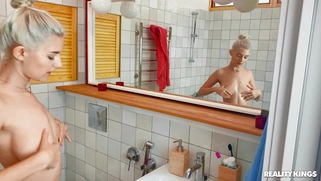 All natural Eva Elfie is playing with her pussy