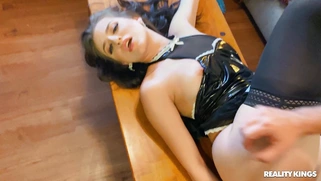 Maid Aubree Valentine gets her pussy plowed on the table