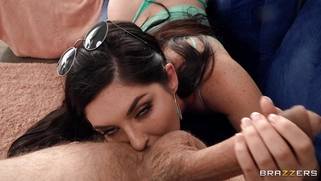 Keira Croft is sucking the big cock and licking balls in POV