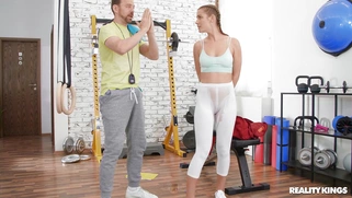 Alexis Crystal rips her leggings and shows off the butt plug in her ass