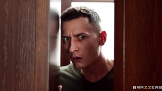 Eveline Dellai is playing with the huge dildo in the bathroom