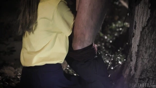 Jane Wilde is sucking the cock outdoors