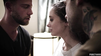 Gia Paige takes two cocks in her mouth