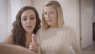 Whitney Wright watches Carolina Sweets sucking the cock