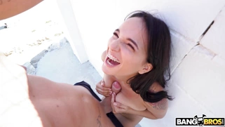 Claudia Bavel is sucking the thick dick in POV