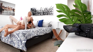 Skye Blue in stockings rides Alex Legend's hard prick