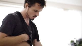 Blonde Candice Dare is sucking two cocks