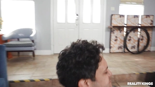 Alexis Fawx rides Small Hands' cock on the gym ball