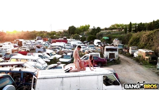 Ariana Van X gets fucked doggystyle in the junkyard