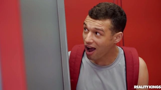 Adrian Maya is playing with her pussy and Johnny Love is spying on her