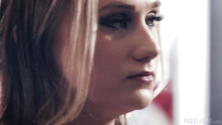 Gwen Vicious gets her face fucked by Seth Gamble and Stirling Cooper