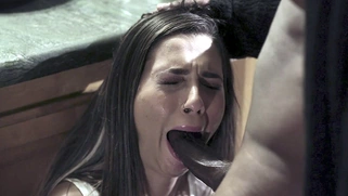 Jaye Summers is sucking the huge black cock in the kitchen