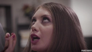 Elena Koshka on her knees is sucking the cock