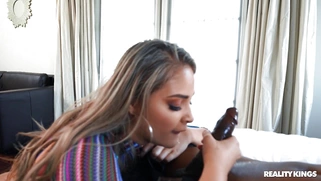 Gizelle Blanco is sucking Musa Phoenix' huge black cock