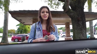 Catalina Ossa is getting picked up outdoors