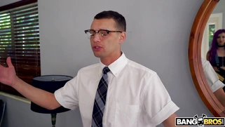 Val Steel is squirting on Johnny Love's face