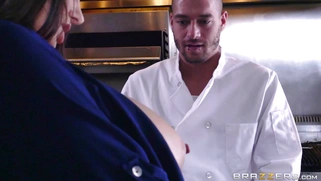 Health inspector Ava Addams fucks her pussy with a giant cucumber