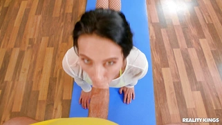 Lexi Dona is sucking her yoga instructor's cock
