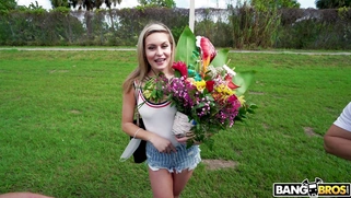 Angel Aurora is getting picked up outdoors