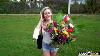 Angel Aurora is getting picked up outdoors