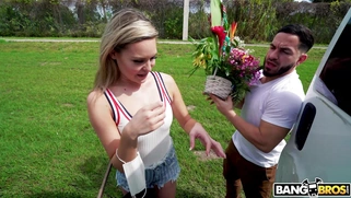 Angel Aurora is getting picked up outdoors