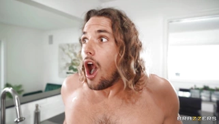 Cherie DeVille is sucking Tyler Nixon's cock in the kitchen