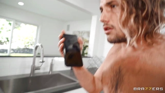 Cherie DeVille is sucking Tyler Nixon's cock in the kitchen