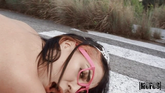 Kitty Love gets fucked and facialed on the crosswalk