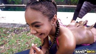 Asteria Diamond shows off her ass poolside