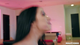 Brunette Alex Coal shakes her butt on the hard cock