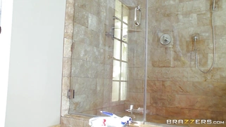 Anna Bell Peaks teasing Danny D through the glass door in the shower