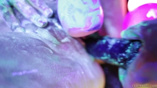 Abella Danger, Dana DeArmond, Karlee Grey and Jada Stevens have a lesbian orgy in the dark